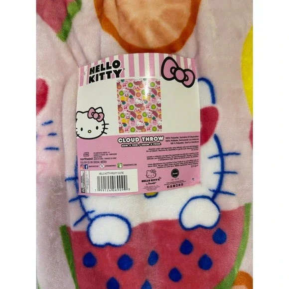 Hello Kitty Cloud Throw Blanket Pink Fruit Watermelon Cute Soft‎ 60"x70" - Picture 3 of 3